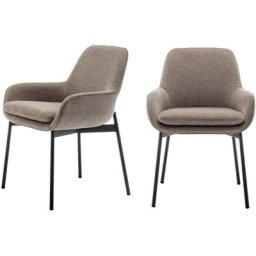 Drawer - Lot de 2 fauteuils de table en tissu et métal - Haas - Couleur - Taupe