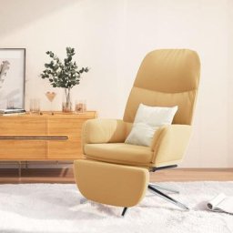 Chaise de relaxation Fauteuil relax - et repose-pied Blanc crème Similicuir daim Bonnevie 94717