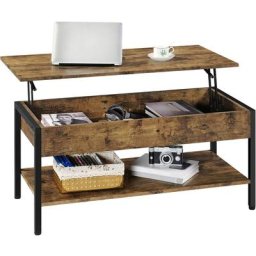 Table Basse avec Plateau Relevable Table de Salon avec Compartiment Caché en Bois mdf Brun Rustique