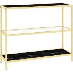 Tagère marbre noir et transparent 100x36x90 cm verre trempé Vidaxl Gold and black marble