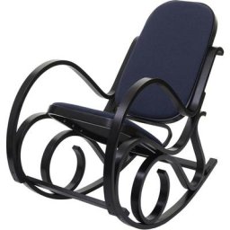 HW - Fauteuil à bascule M41, fauteuil tv, bois massif - Aspect noyer, tissu/textile gris anthracite