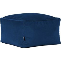 Pouf Repose-Pieds Carré en Velours Amara, Poufs de Salon, Bleu Marine - Bleu Marine - Icon