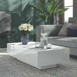 Table basse Blanc brillant 115x60x31 cm Aggloméré - Topdeal