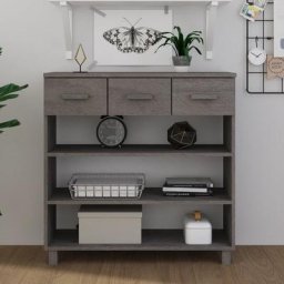 Table salon Moderne - Table console Gris clair 90x35x90 cm Bois massif de pin FR35355