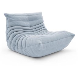 Canapé Relax Design Chauffeuse 1 Place softy Mousse Haute Densité Bleu - Blanc