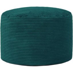 Pouf Repose-Pieds Rond en Velours Côtelé Frankie, Poufs de Salon, Vert Sarcelle - Vert Sarcelle