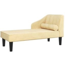 Chaise longue avec traversin crème velours vidaXL - Crème