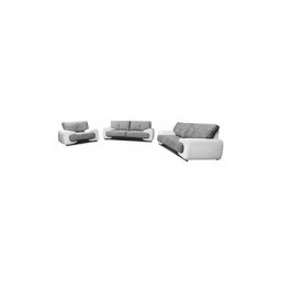 Ensemble canapé et Fauteuil 3+2+1 Tissu et Simili Cuir lorento (Blanc)