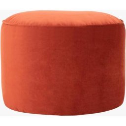 Pouf Repose-Pieds Rond en Velours Milano, Poufs de Salon, Terracotta - Terracotta - Icon