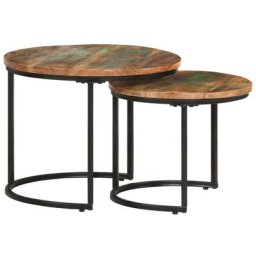 Lot de 2 Tables basses gigognes - Tables de salon Tables Café Bois de récupération massif BV596007