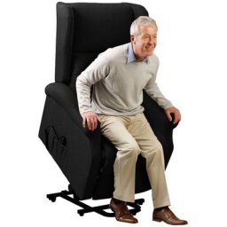 Fauteuil électrique inclinable en cuir noir pour personnes âgées