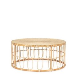 Table basse circulaire design frais en fibres de rotin naturel Wabi Home