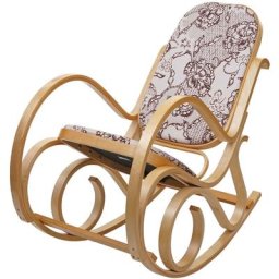 Fauteuil à bascule M41, fauteuil TV, bois massif - aspect chêne, tissu/textile jacquard marron