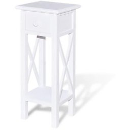 Table d'appoint avec tiroir Blanc