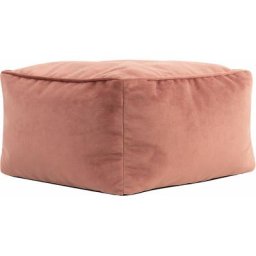 Pouf Repose-Pieds Carré en Velours Amara, Poufs de Salon, Aube Rose - Aube Rose - Icon
