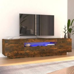 Kalisse - Banc tv Moderne - Meuble tv avec lumières led Chêne fumé 160x35x40 cm FR1596