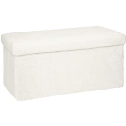 Pouf double pliable et en fourrure Blanc L.76 x P.38 x H.38 cm - Blanc