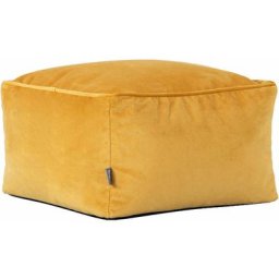 Pouf Repose-Pieds Carré en Velours Amara, Poufs de Salon, Jaune Ocre - Jaune Ocre - Icon