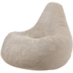 icon Pouf Fauteuil en Velours Côtelé Dalton, Poufs de Salon pour Adultes - Beige