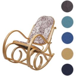 Rocking-chair, fauteuil à bascule M41, imitation bois de chêne, assise en similicuir noir