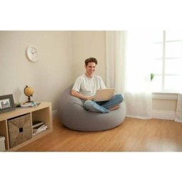 Intex - Pouf gonflable texture velours