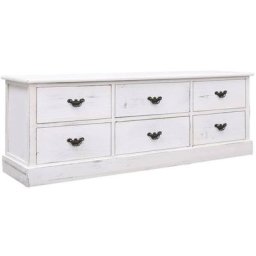 Meuble tv Blanc antique 108x30x40 cm Bois de Paulownia solide Vidaxl n/a