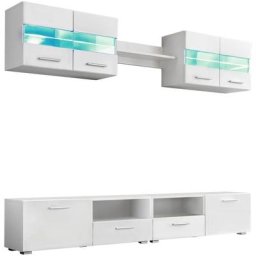 Vidaxl - Ensemble Meuble mural tv 5 pcs lumières led Haute Brillance Blanc