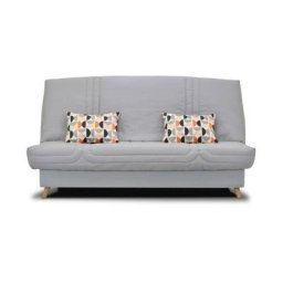 Gruhier - bultex Banquette clic clac - Tissu Gris + Coussins déco rétro - L193 x p