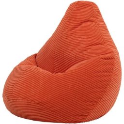 Pouf Fauteuil Velours Côtelé pour Enfants Dalton, Pouf de Chambre, Orange - Orange - Icon