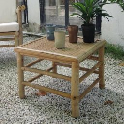 Table basse carrée en bambou naturel Taman - Legno chiaro
