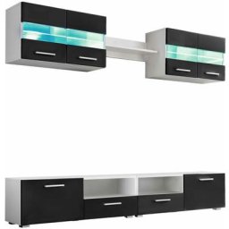 Vidaxl - Ensemble mural pour tv 5 pcs avec lumières led Noir brillant Noir
