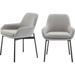 Lot de 2 fauteuils de table en tissu et métal - Haas - Couleur - Gris clair - Drawer