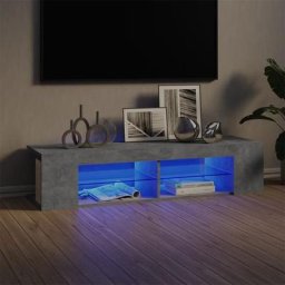 Meuble TV avec lumières LED | Banc TV Armoire de rangement Gris béton 135x39x30 cm 13282 - Gris