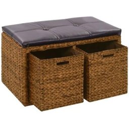 Banc avec 2 paniers Jacinthe d'eau 71 x 40 x 42 cm Marron Vidaxl Marron