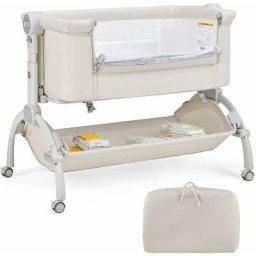 3 en 1 Lit Cododo Bébé 95x65x85,5CM avec Matelas Lit Berceau Nouveau-né 0-6 Mois à 7 Hauteur