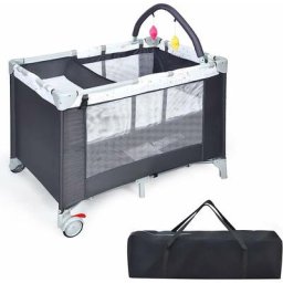 3 en 1 Lit Parapluie Bébé 125x65x110CM avec Matelas Lit de Voyage Tout-Petites 0-3 Ans avec