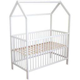 Lit bébé cabane évolutif en bois massif blanc 60x120 - Blanc