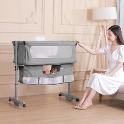 Berceau Hauteur réglable 71-88 cm Berceau Bébé Lit Bébé Portable de Voyage Avec Moustiquaire + Roue