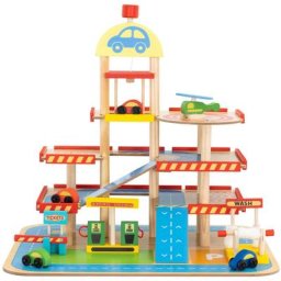 Circuit Voitures Jouet pour Enfants et Garage Montessori Robincool Monza 50x40x47 cm 5 Accessoires
