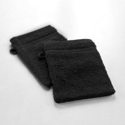 1001kdo Hygiene&beaute - Lot de 2 gants de toilette 15 x 21 cm Tendresse noir