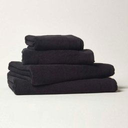 Homescapes - Serviette de bain 70 x 130 cm en coton égyptien Premium 700 g/m², Noir - Noir