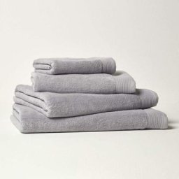HOMESCAPES Serviette de toilette 50 x 90 cm en coton égyptien Premium 700 g/m², Gris perle - Gris