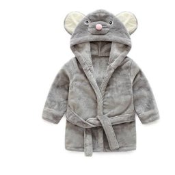 Blue Dream - Peignoir en flanelle pour enfants (gris souris 110cm) mignon garçon fille, nouveau