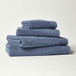 Homescapes - Lot de 4 serviettes de bain en coton égyptien Premium 700 g/m², Bleu denim - Bleu denim