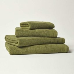 Homescapes - Lot de 4 serviettes de bain en coton égyptien Premium 700 g/m², Vert mousse - Vert