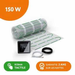 EcoPRO-150 Kit carrelage, pierre, chape 150 W/m² + Thermostat tp 750 Tactile Noir 10.0 m²