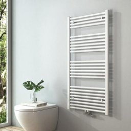 Radiateur à eau chaude Sèche-serviettes Raccordement central - Blanc 120x60 cm 598Watts - S'afielina