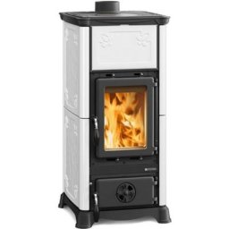 Poele a' bois La Nordica Extraflame Emiliana en fonte 7,3 kW blanc infini 186 m chauffe