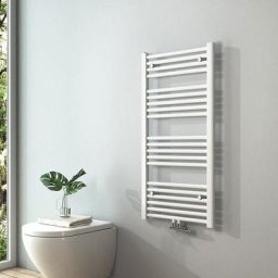 Radiateur à eau chaude Sèche-serviettes Raccordement central - Blanc 100x50 cm 427Watts - S'afielina