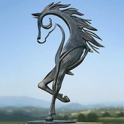 Blue Dream - Statue de cheval en métal Sculpture maison ornement de jardin Figurine décor Art